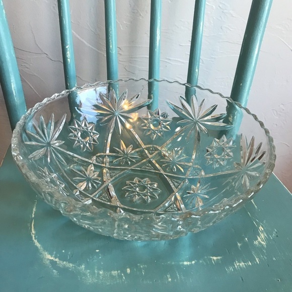 Anchor Hocking ‘Star of David’ Crystal Punch Bowl vintage - Picture 2 of 8